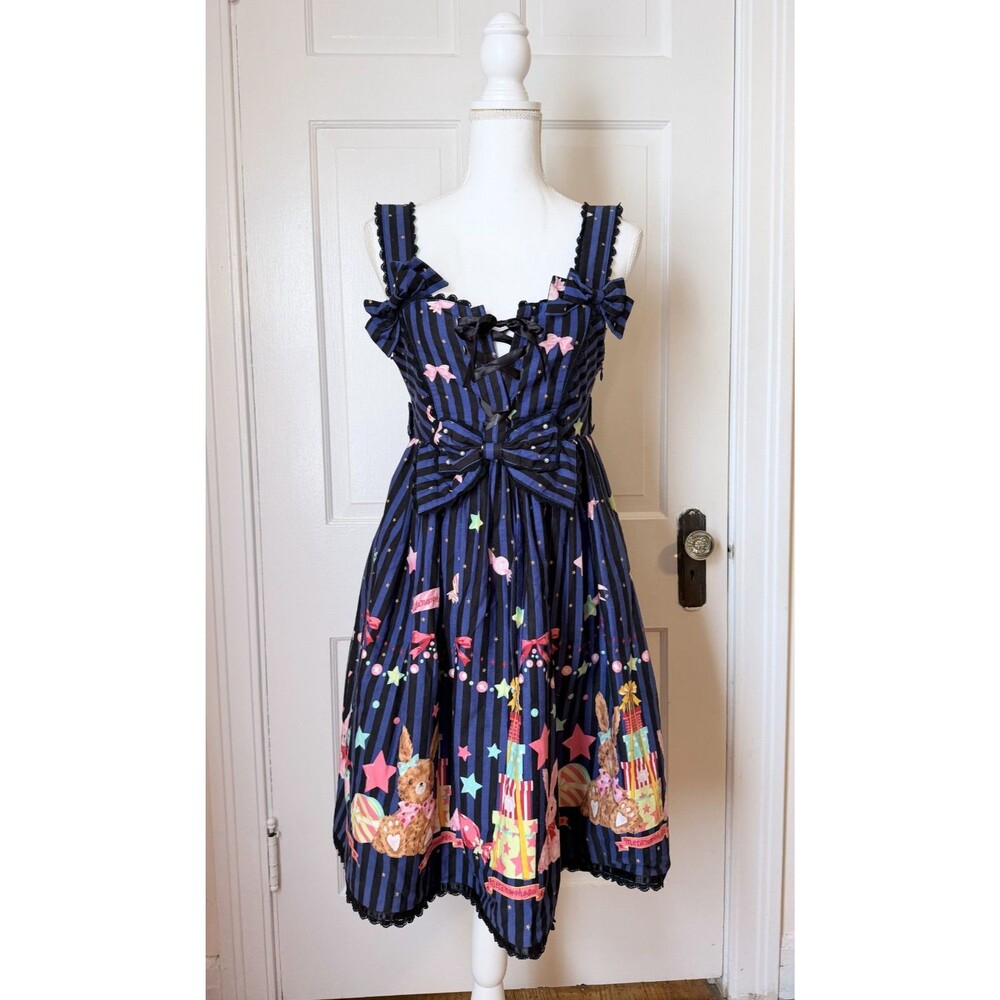dressMetamorphose Crown Label Candy Star Rabbit High Waist JSK Navy Lolita Dress